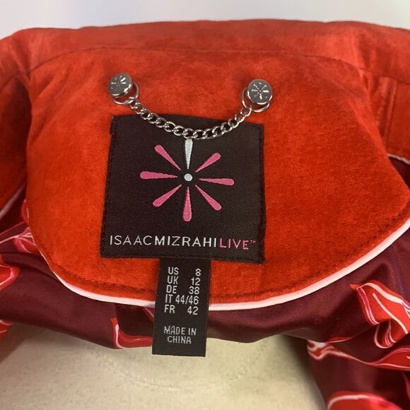 Isaac
Mizrahi NWOT red suede snap front jacket - Picture 11 of 12
